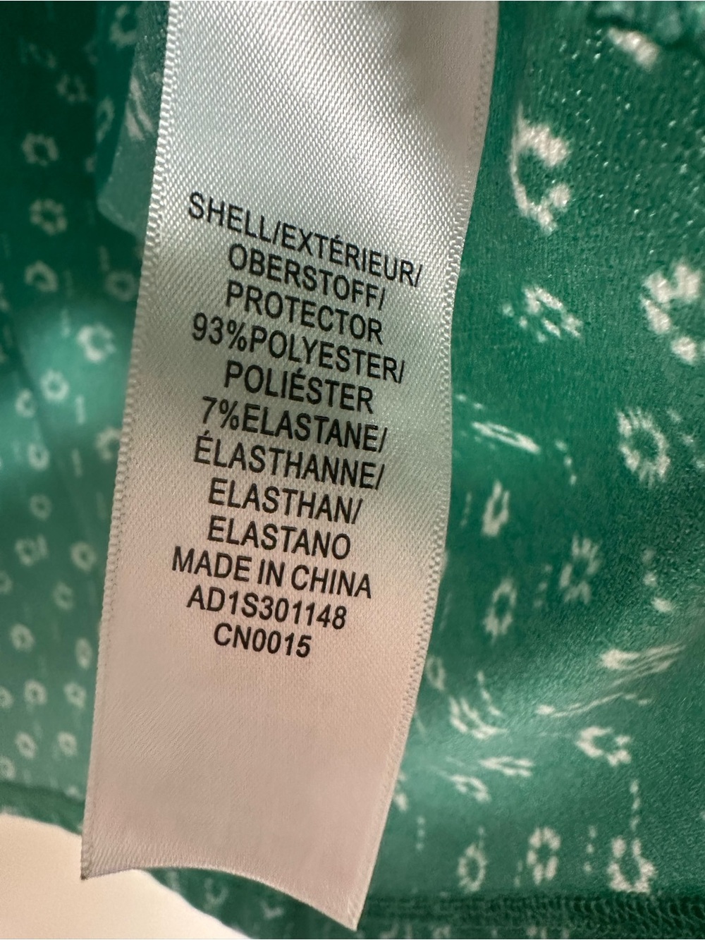Adrianna Papell Womens Ditsy Floral Blouse Green White Boho Cottage Smocked Sz L - Picture 8 of 9